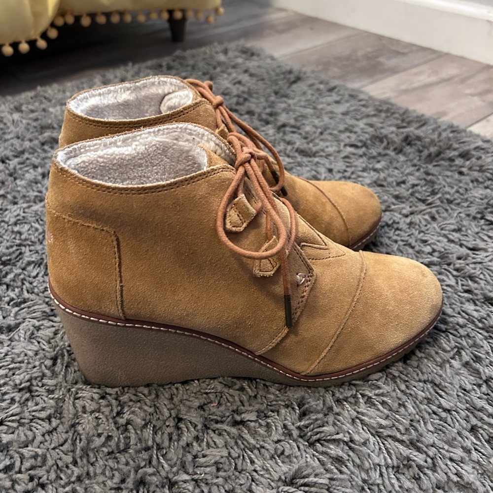 Tom’s Suede Wedge Ankle Boots